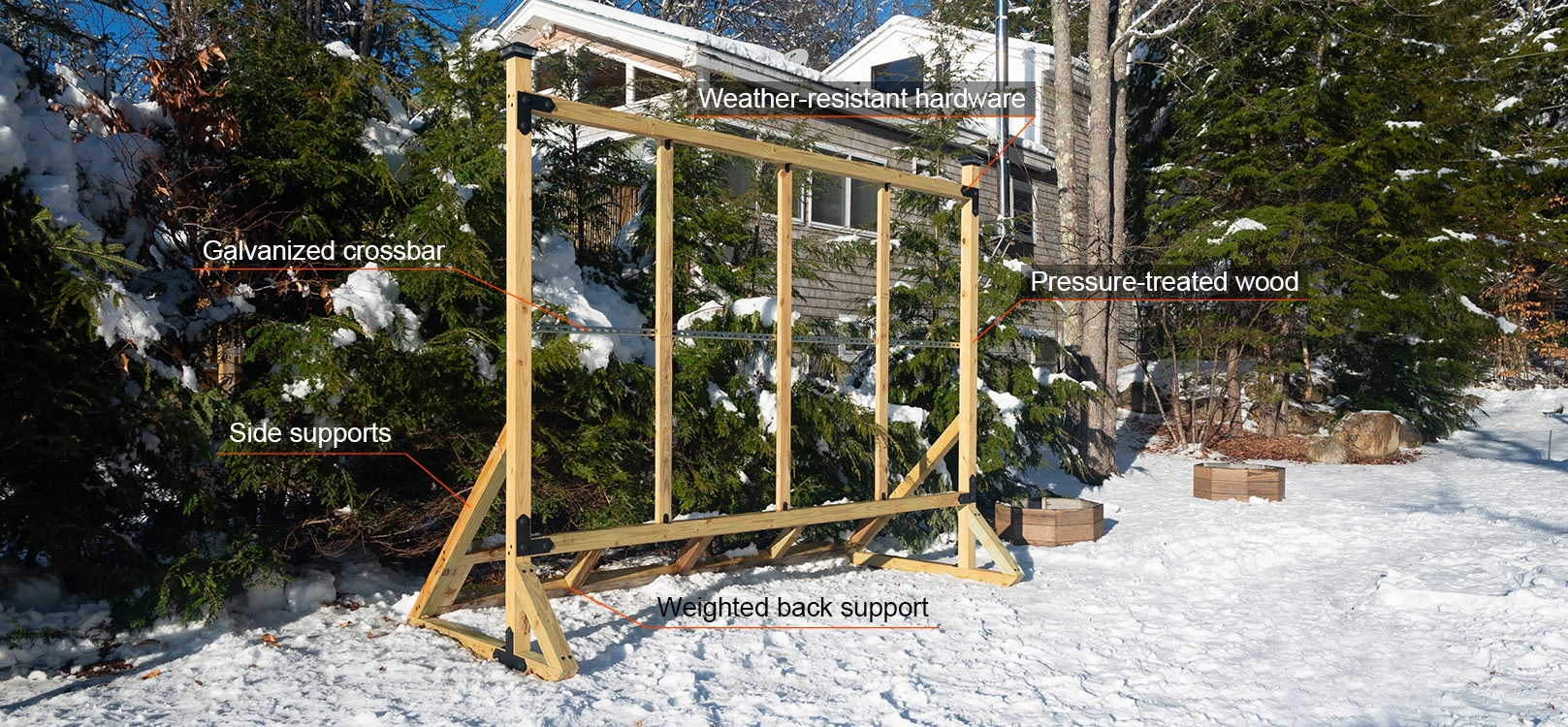 Timberline Movable Screen Frame and Wired Outdoor Movie Theater setup in the winter.
